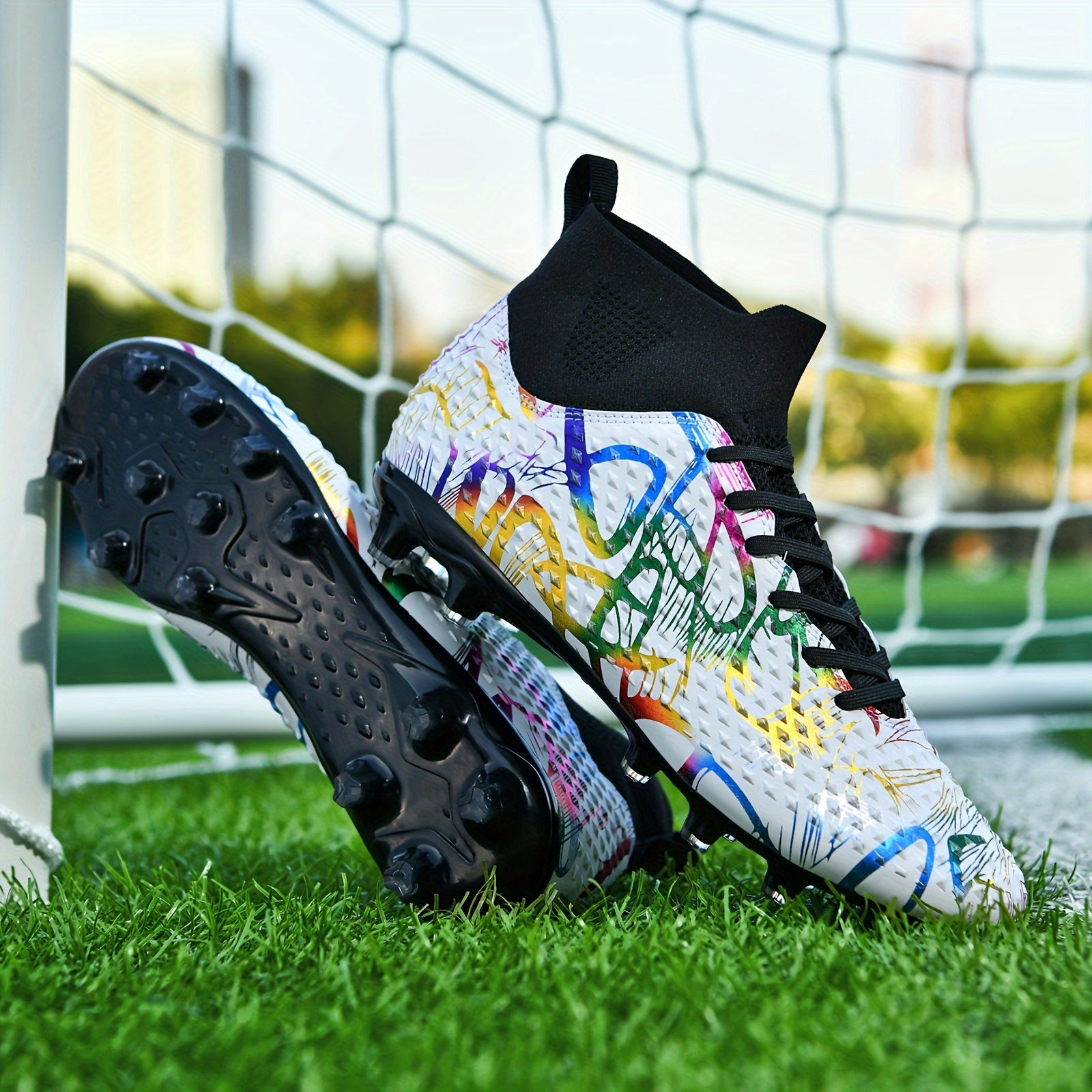 Kid's High Top Non Slip Football Cleat Spikes Soccer Shoes
