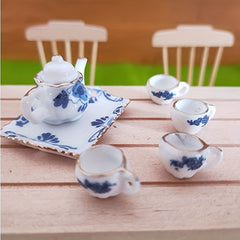 Colorful Ceramic Tea Set 6pcs for Dollhouses Pocket DIY Kitchen Playset