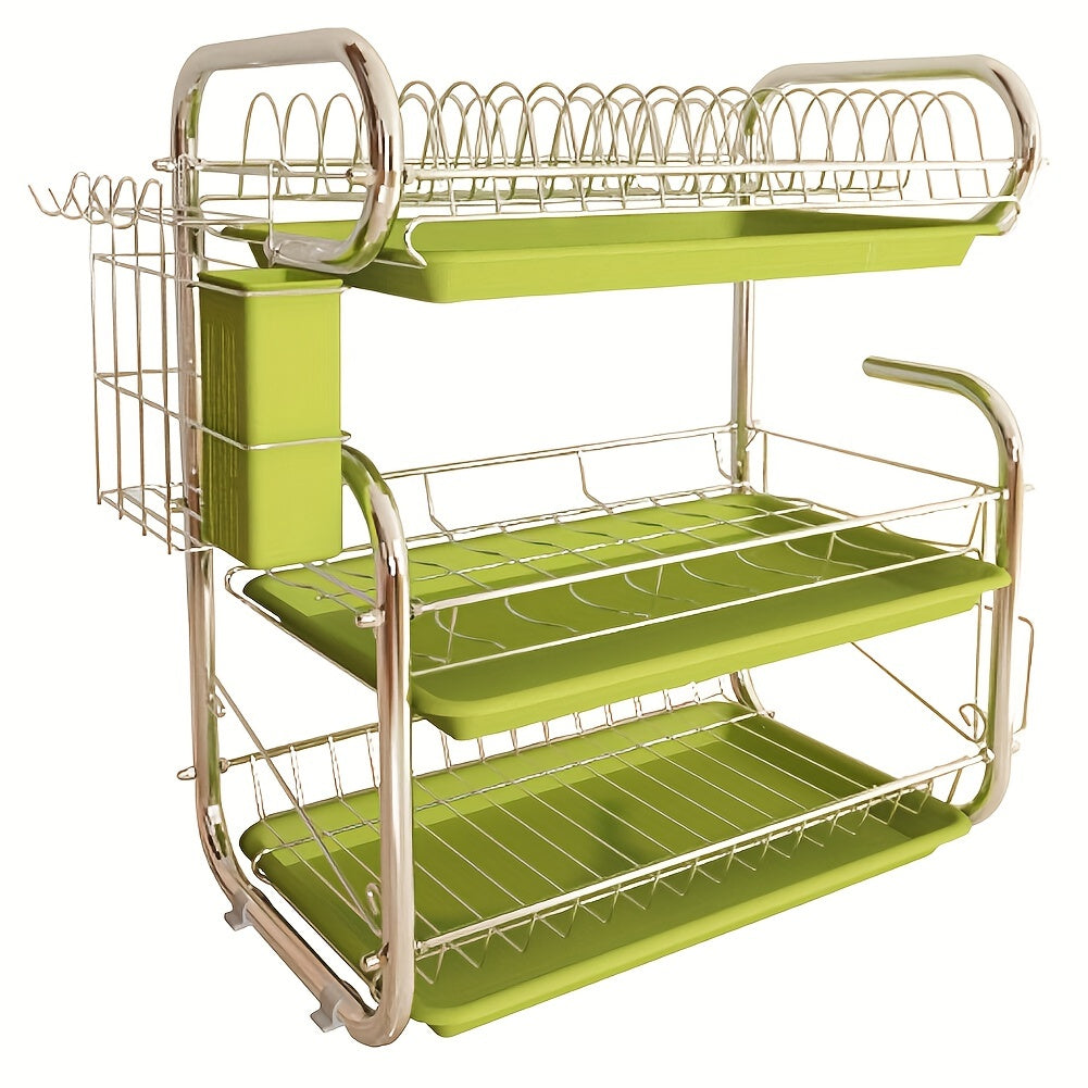 3 Tier Dish Rack Cutlery Cup Plates Holder Sink Draining Rack Tray Kitchen