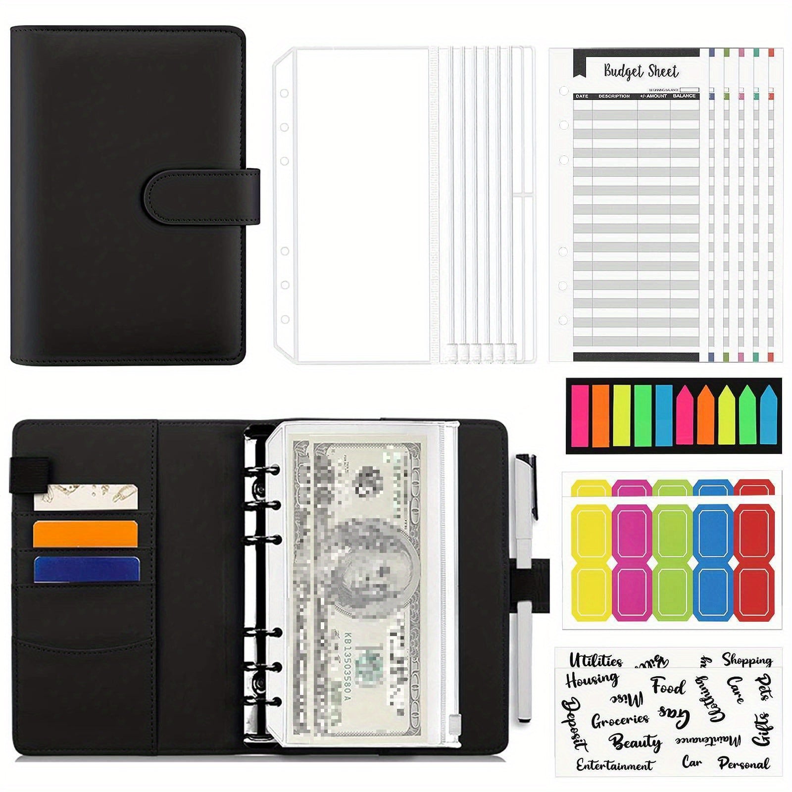Budget Binder Set with Pockets, Bags, Cards & Stickers