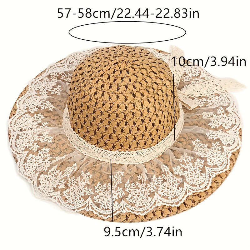 Summer Sun Hat Wide Brim Straw UV Protection