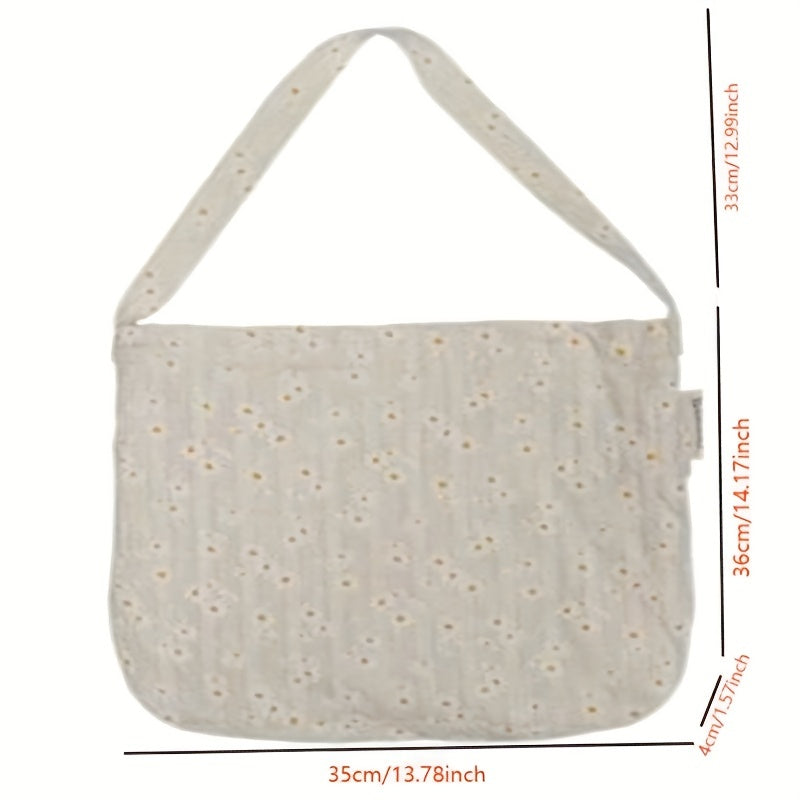 Casual Daisy Pattern Canvas Shoulder Bag Large Capacity Shopping Bag