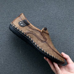 Men's Stitch Detail Loafer Shoes Comfy Moc Toe Slip On Shoes