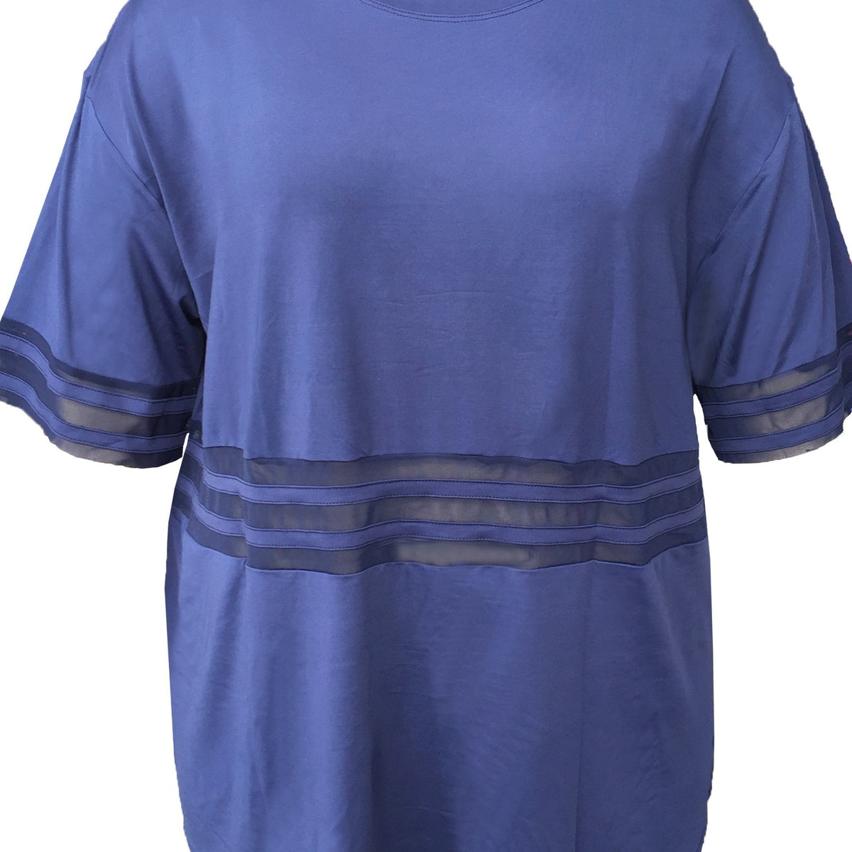  Sports Top Women's Plus Solid Contrast Mesh Short Sleeve Round Neck