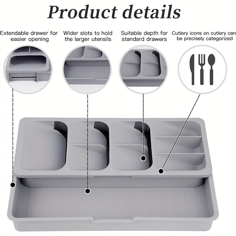 Double Layer Cutlery and Utensil Tray Organizer