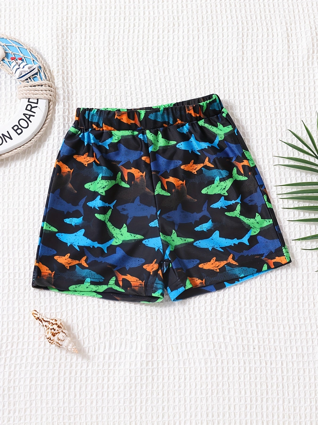 Boys Cartoon Shark Trunks for Beach Vacation
