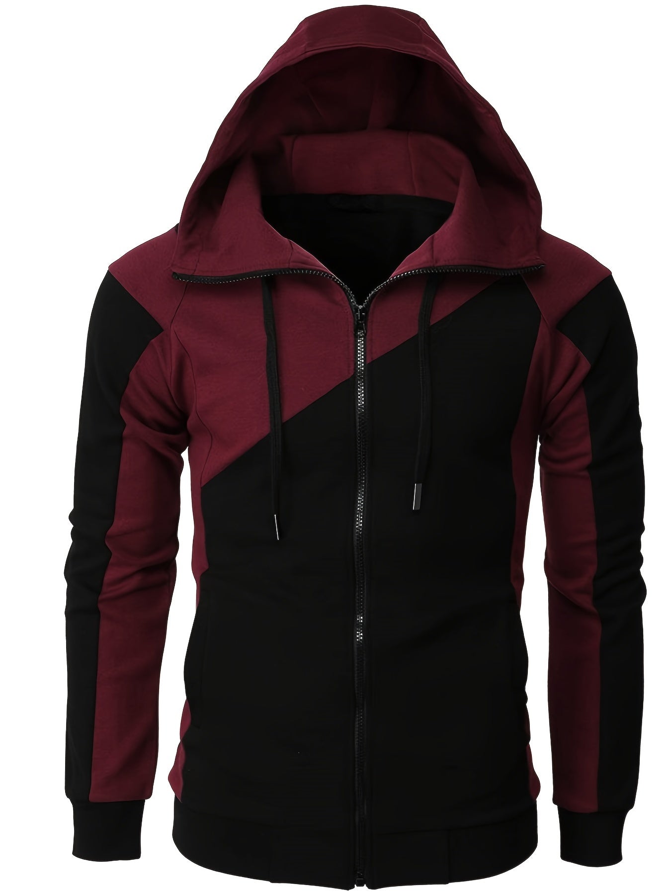 Men's Casual Block Zip Up Jacket With Hood