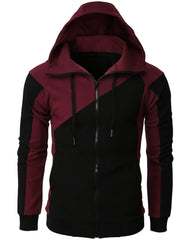 Men's Casual Block Zip Up Jacket With Hood