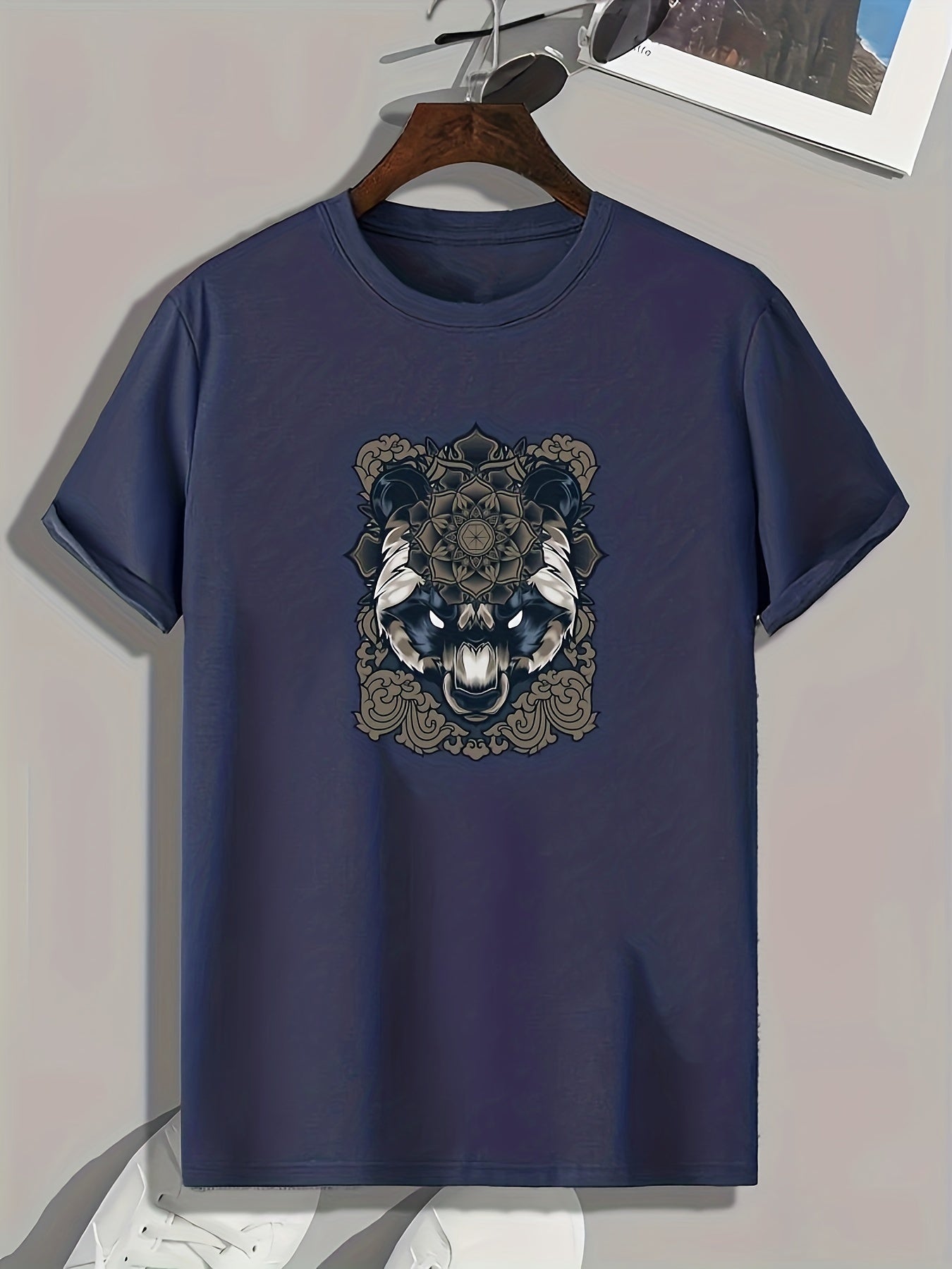 Wolf Print Men's Graphic T-shirt for Summer