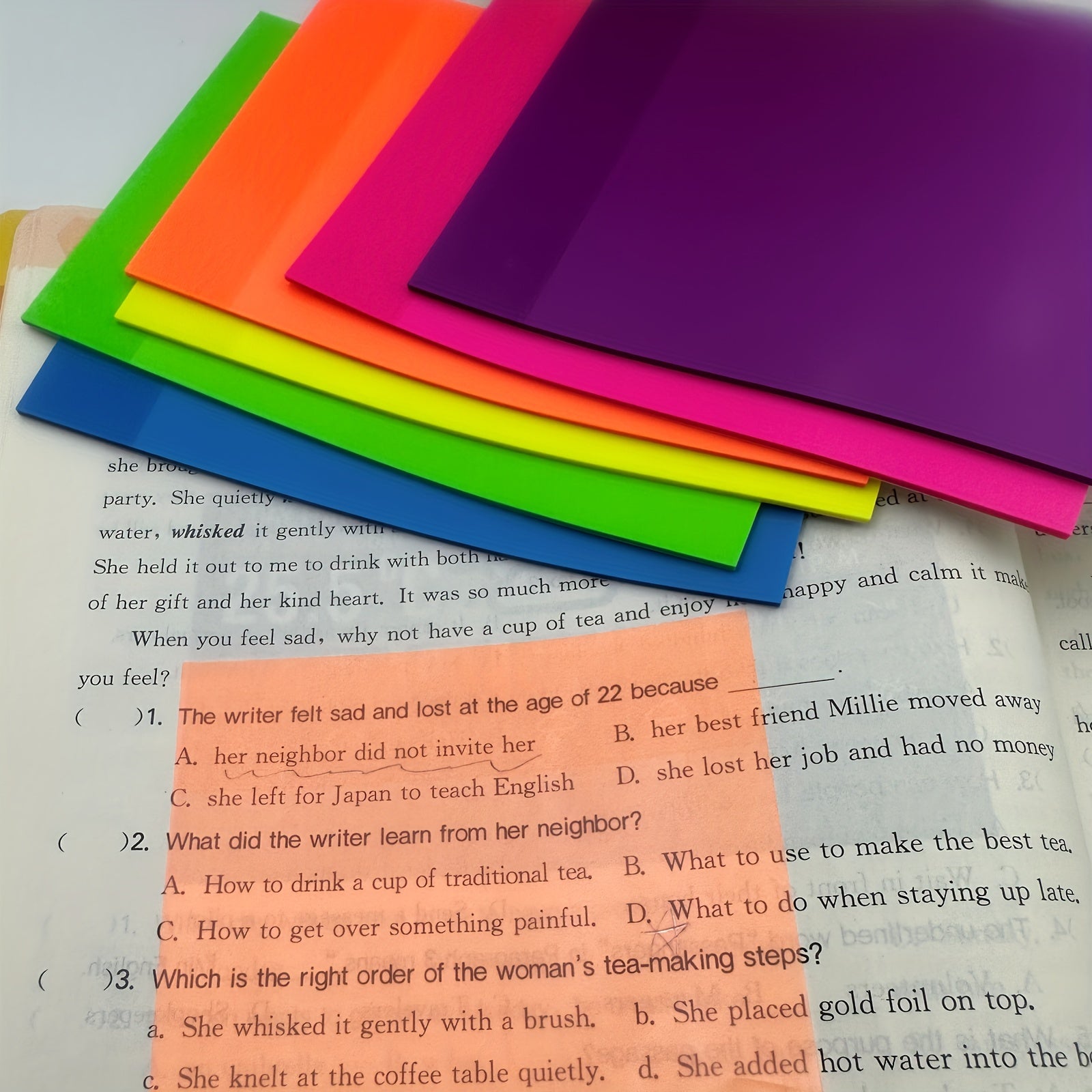 Large Fluorescent Sticky Notes Waterproof PET Index Stickers