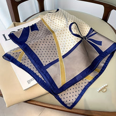 Bow Heart Print Bandana Satin Square Scarf Casual Head Wrap