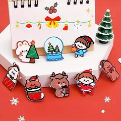 8pc Cartoon Christmas Brooches For Girls