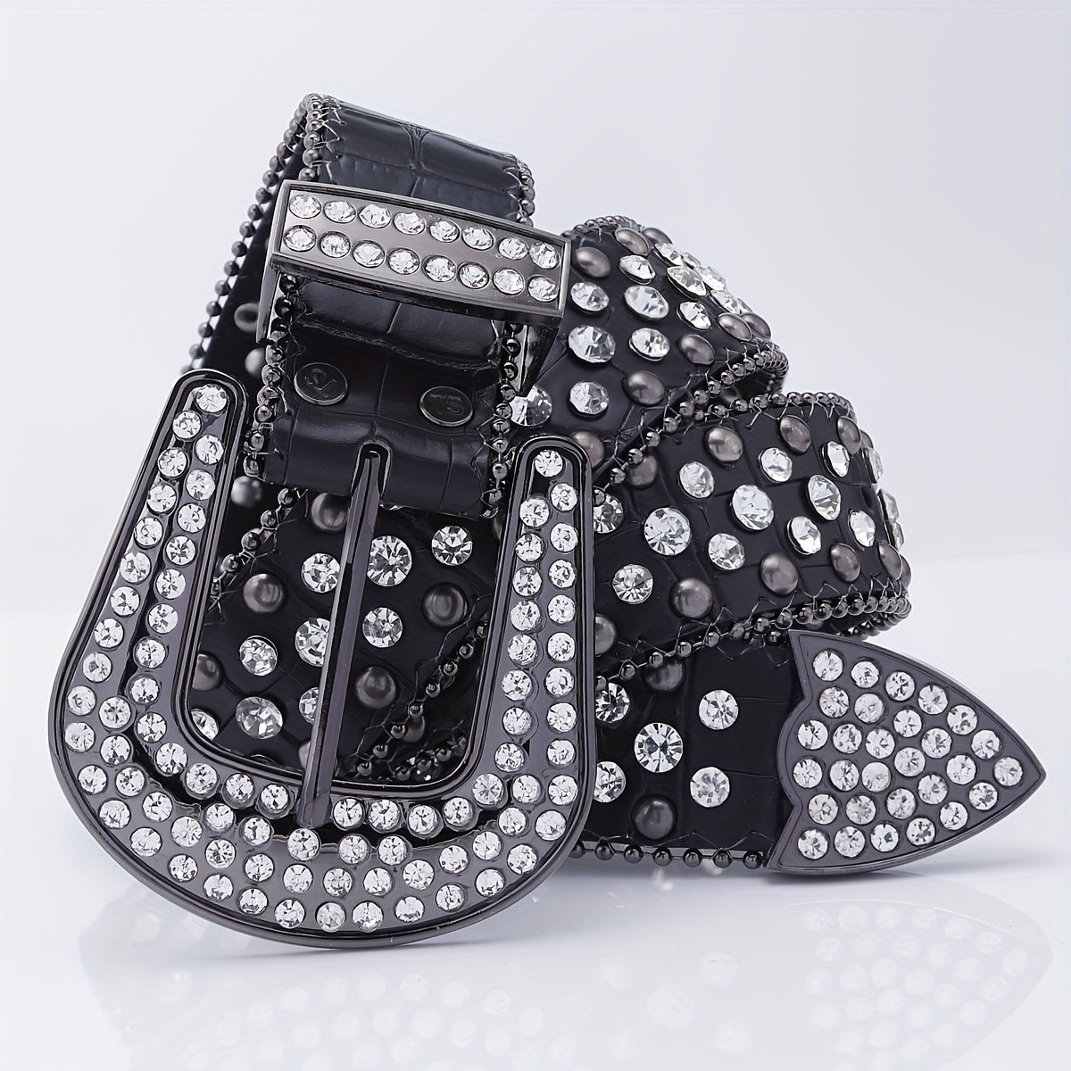 Hip Hop Street Style Diamond Inlaid Leather Belt for Men and Women