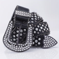 Hip Hop Street Style Diamond Inlaid Leather Belt for Men and Women