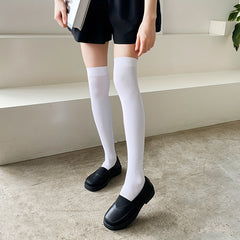 Solid Thigh High Socks Comfy Over The Knee Stockings Women's Stockings