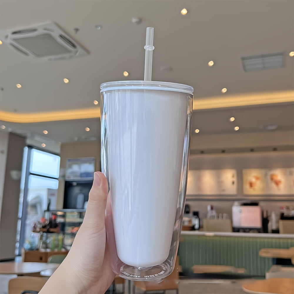 760ml Insulated Coffee Cup with Lid and Straw Leakproof BPA Plastic