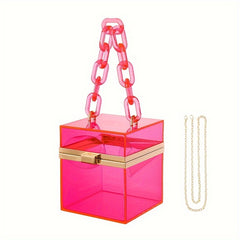 Transparent Square Crossbody Bag Acrylic Shoulder Handbag & Clutch Purse