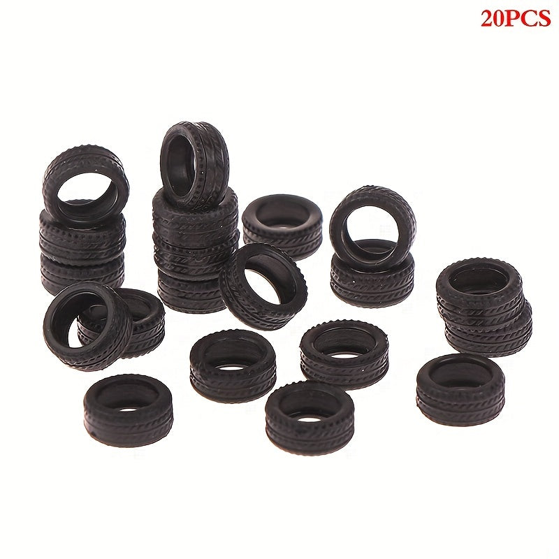 20pcs 1 64 Tire Skin Car Model Scene Accessories Tire Wheels Car Model Scene