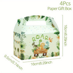 4pcs Polychrome Jungle Animals Treat Boxes 6 Inch