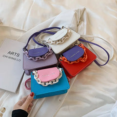 Women's Small Shoulder Bag Chain Handbag PU Messenger Bag