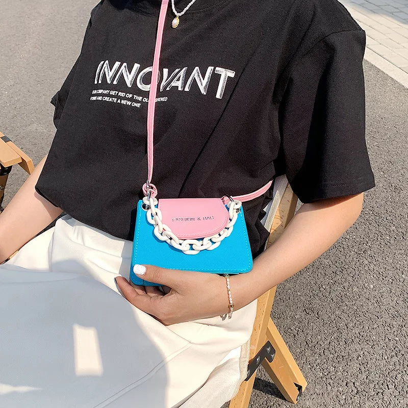 Women's Small Shoulder Bag Chain Handbag PU Messenger Bag