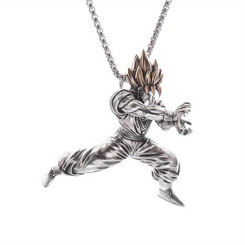 Yellow Hair Kung Fu Man Pendant Necklace For Men Kids Anime Exhibition