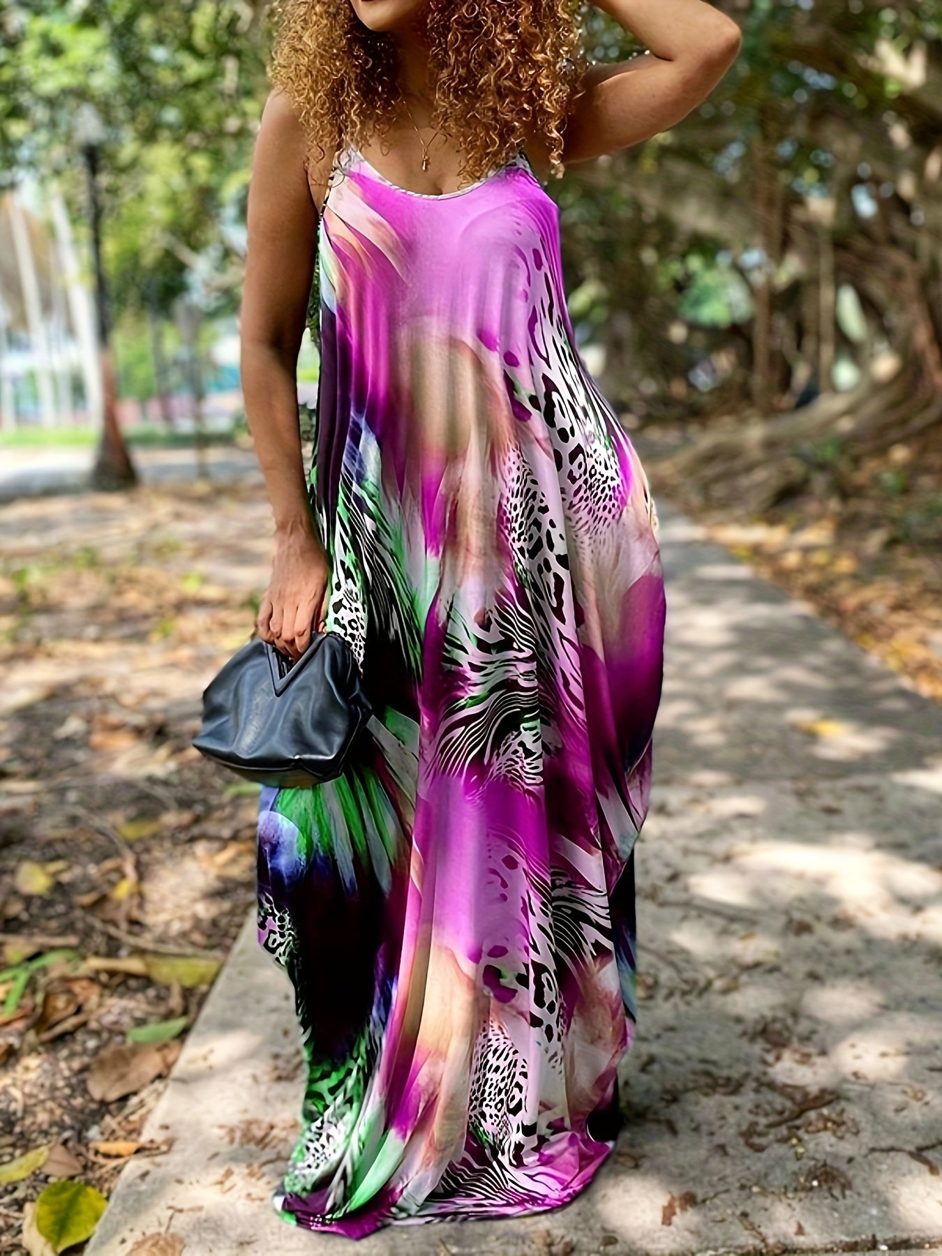  Boho Dress Women's Plus Leopard Print Deep V Neck Maxi Dress