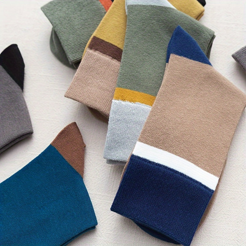 7 Pairs Striped Colorblock Socks Mid Tube Women's Stockings