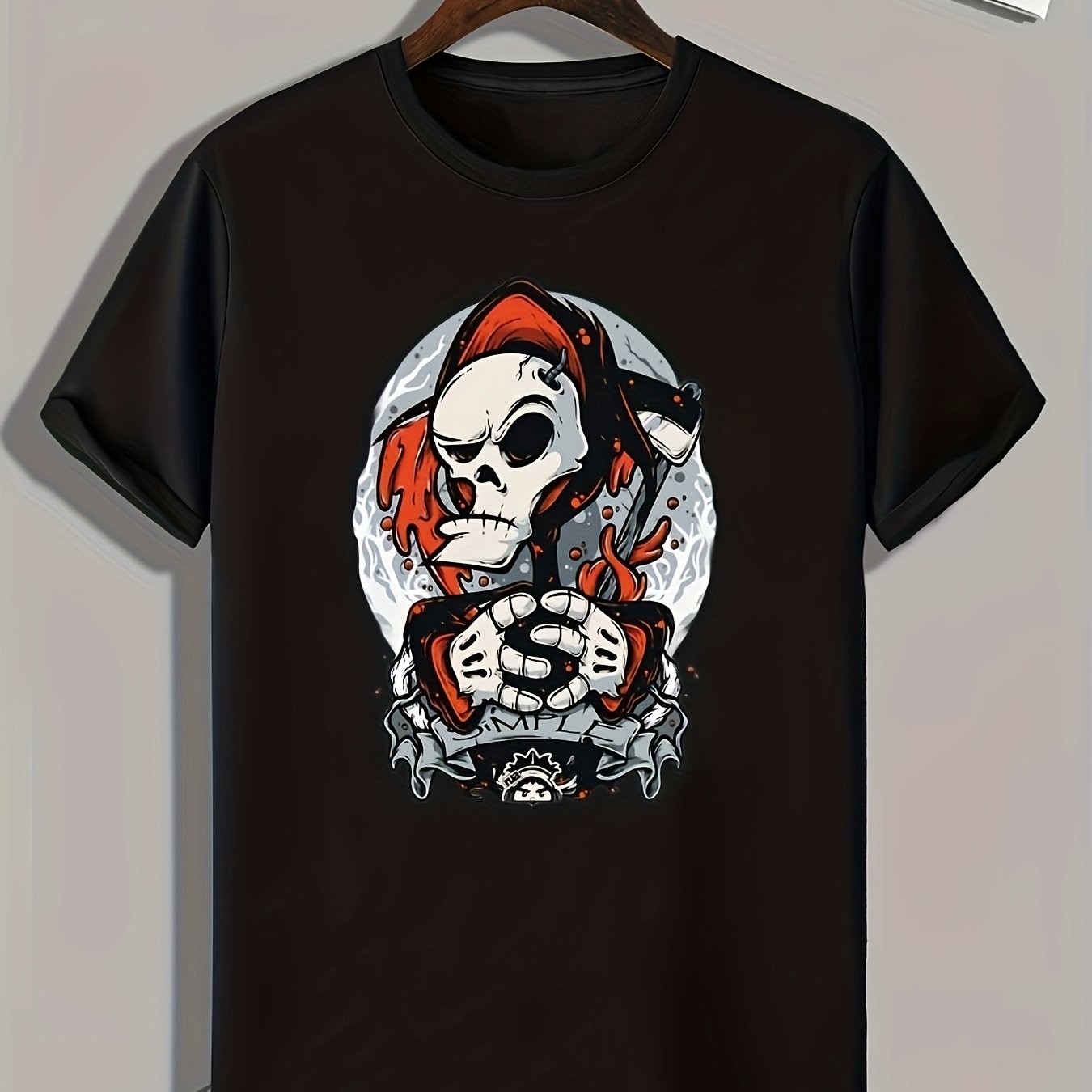 Skeleton Print Men's Graphic T shirt for Summer