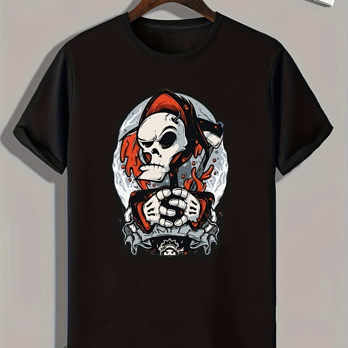 Skeleton Print Men's Graphic T shirt for Summer