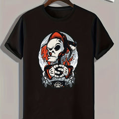 Skeleton Print Men's Graphic T shirt for Summer