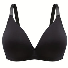 Plus Size Solid Wireless Push Up Soft Comfort Bra
