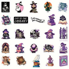 50pcs Book Lover's Stickers Pack Gothic Literary Decor Self Adhesive Pastel
