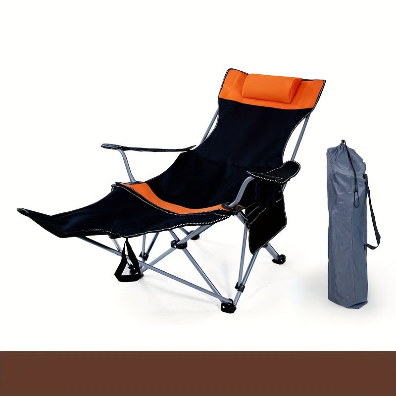 1pc Beach Chair Recliner w/ Adjustable Legs for Outdoor Picnics