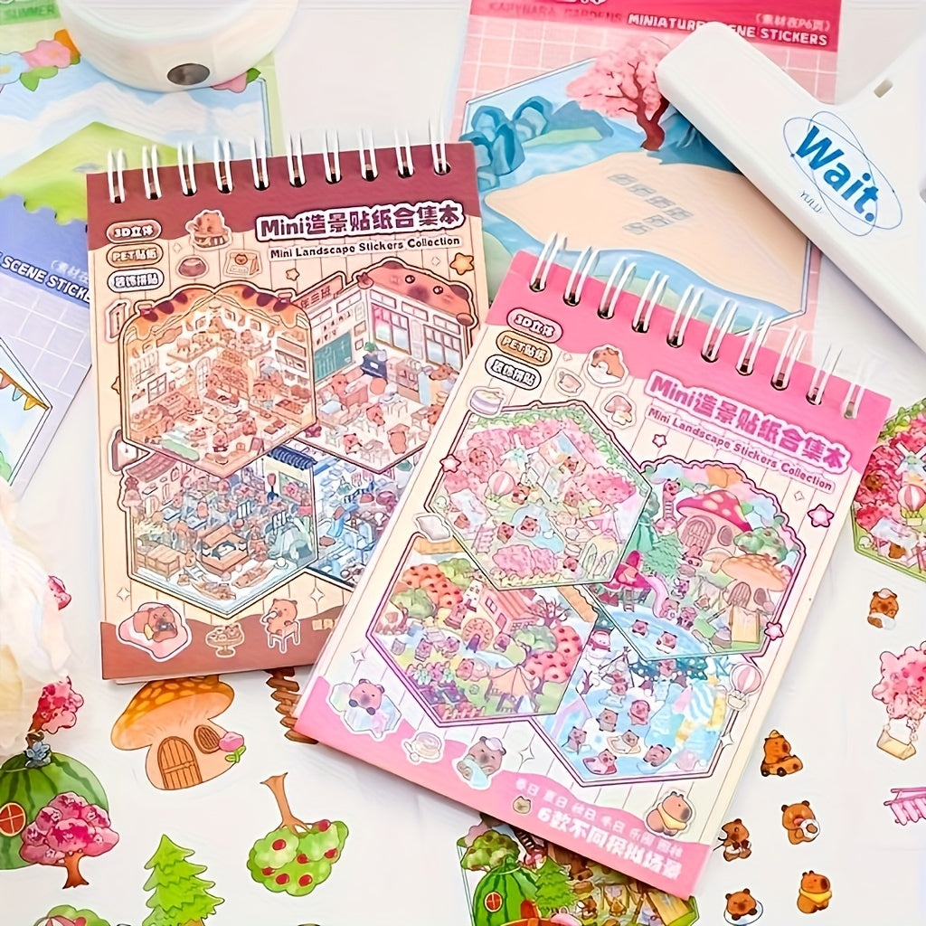 Cartoon Mini Landscape 3D Sticker Collection - Colorful Collage for DIY Creation