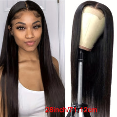 150 Density Straight Human Hair Wig with HD Transparent Lace Front Closure