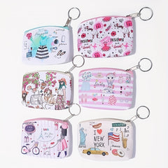 Cartoon Coin Purse Key Chains Bag PU Leather Keyrings Car Key Holders