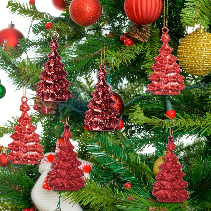 6pcs Red Relief Tree Christmas Tree Pendant Family Party Decorations