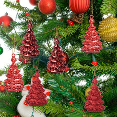 6pcs Red Relief Tree Christmas Tree Pendant Family Party Decorations