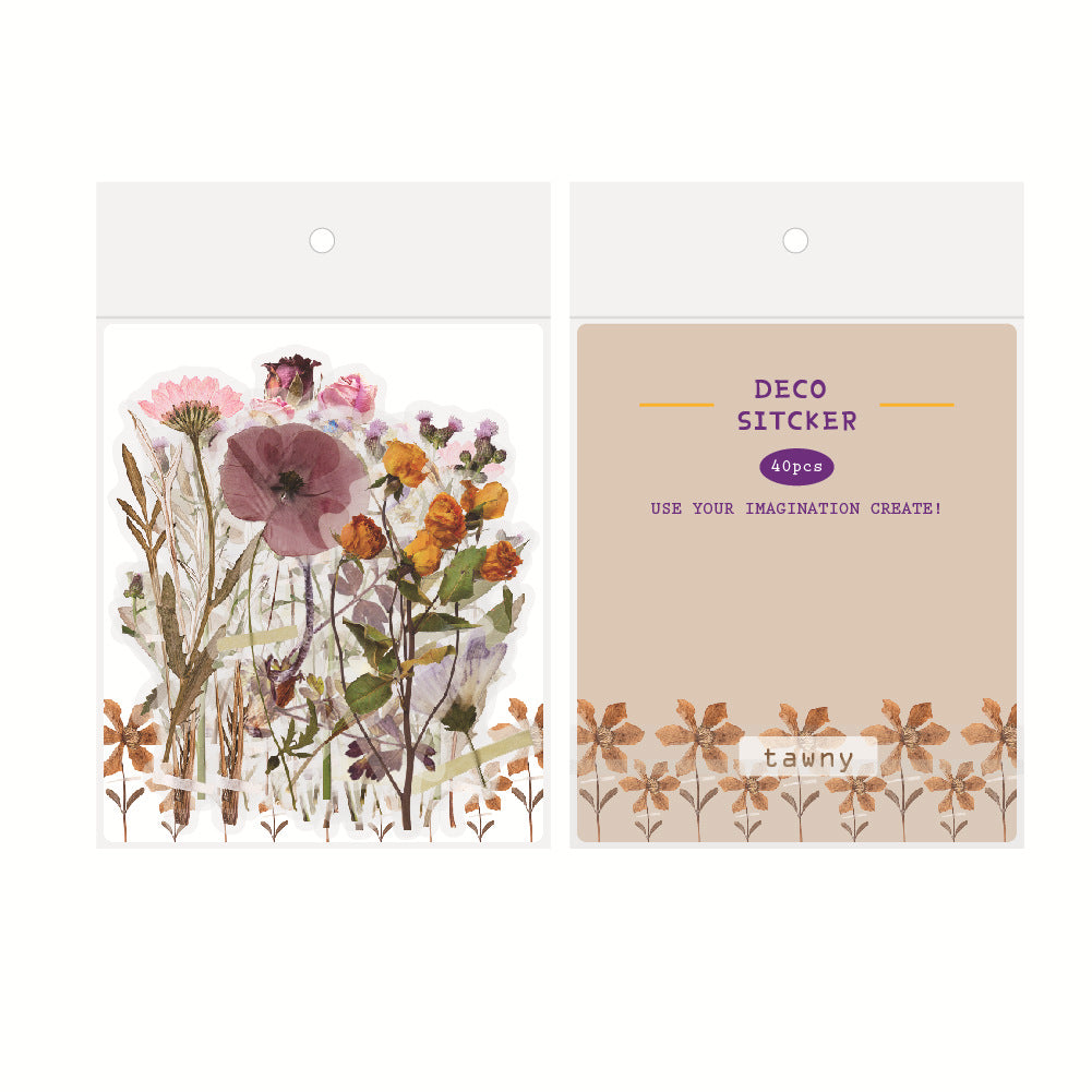40pcs Floral Stickers Pack Waterproof Transparent PET for Bullet Journal DIY