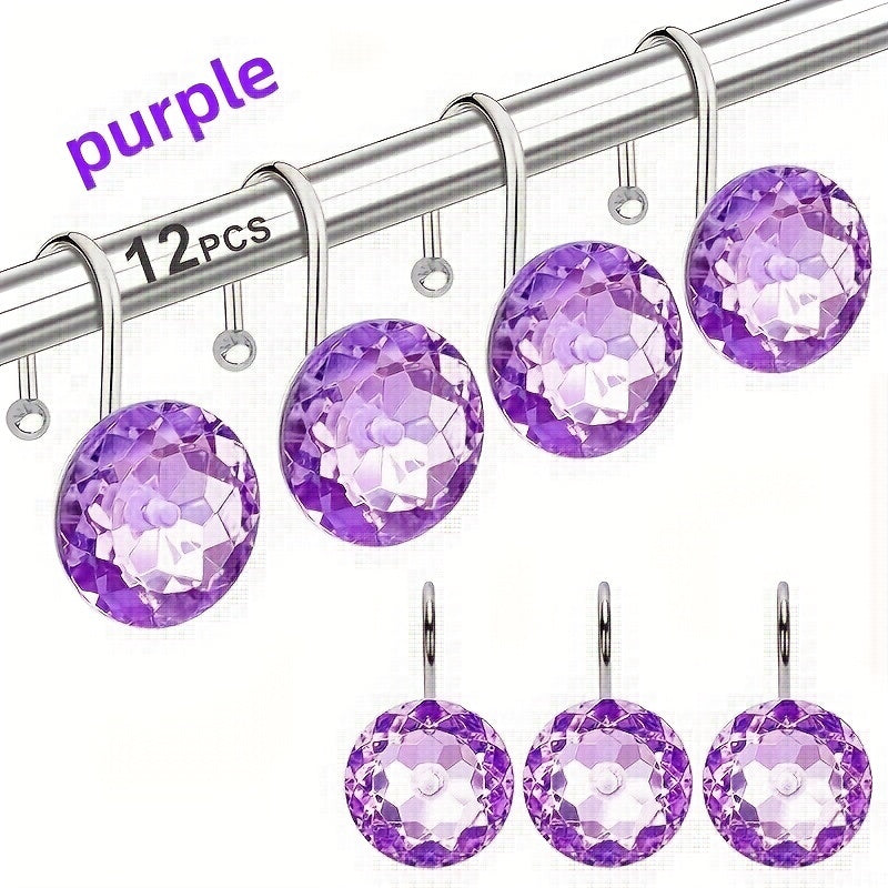 Acrylic Shower Curtain Hook with Rhinestone Design