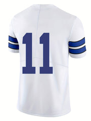 Men's Active V Neck Rugby Jersey Breathable Short Sleeve American Football Shirt