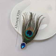 Retro Style Peacock Feather Hair Clip for Women Girls