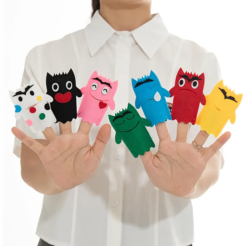 Felt Monster Finger Puppet Set with English Picture Book