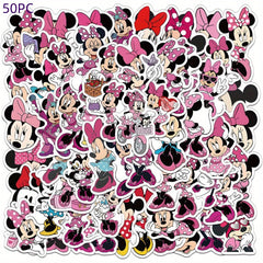 Set of 50 Pink Mickey Stickers - Unique Outlined Design - High Self Adhesive