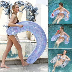 Summer U-Shaped Inflatable Water Bed with Net Seat