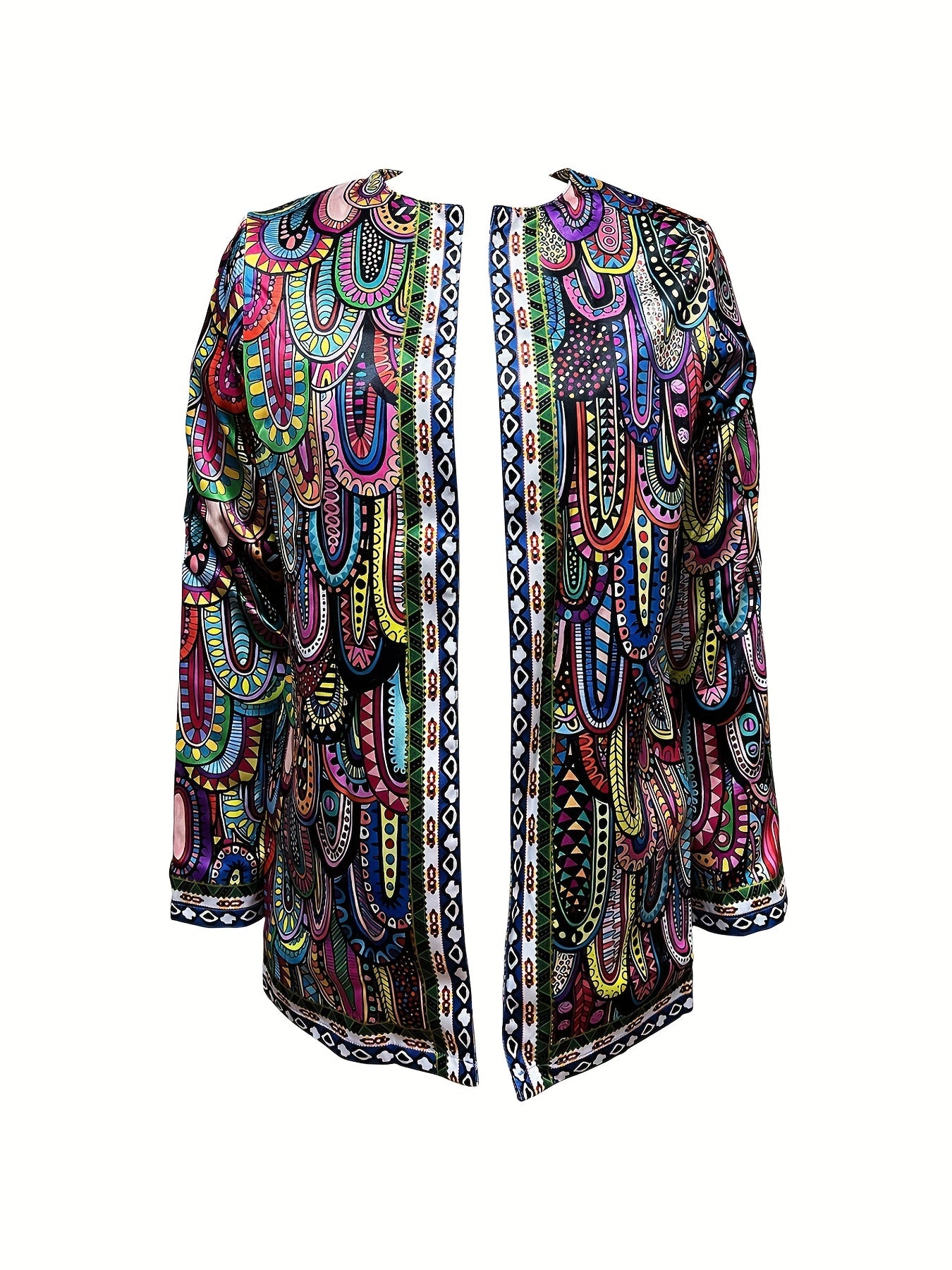 Casual Long Sleeve Allover Print Coat