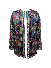 Casual Long Sleeve Allover Print Coat