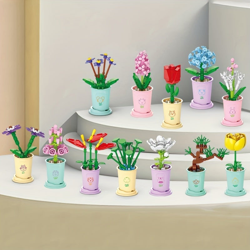 Creative Flower Building Block Toy - Home Decoration & Educational Gift