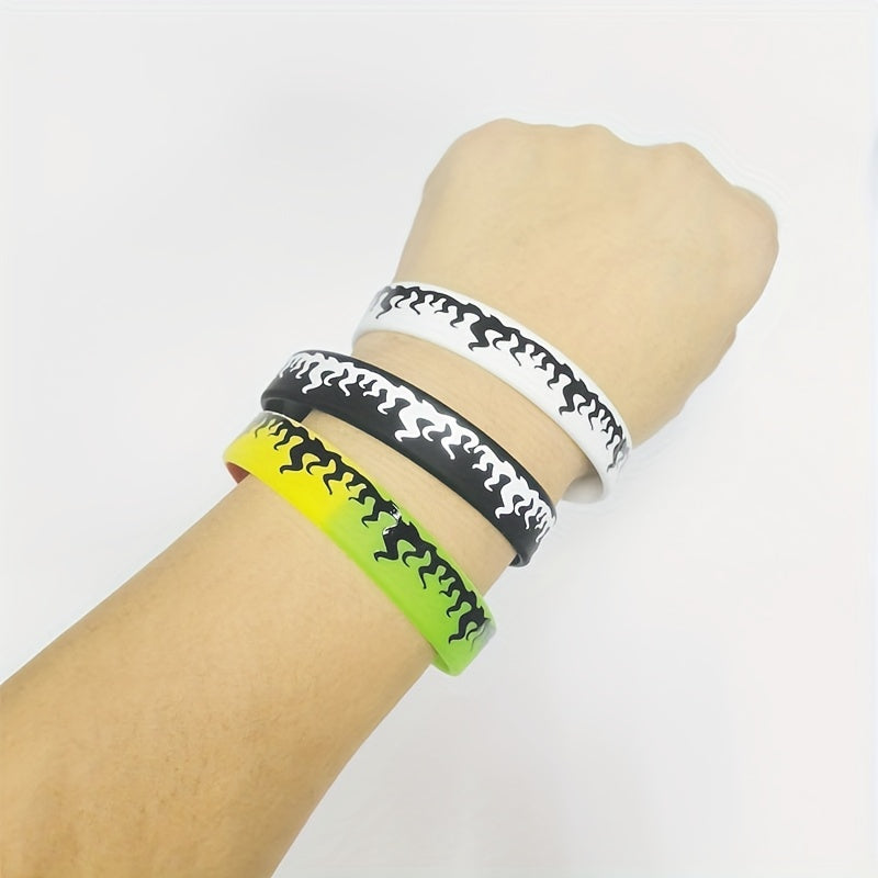 3Pcs Printed Flame Silicone Bracelet Music Party Gift